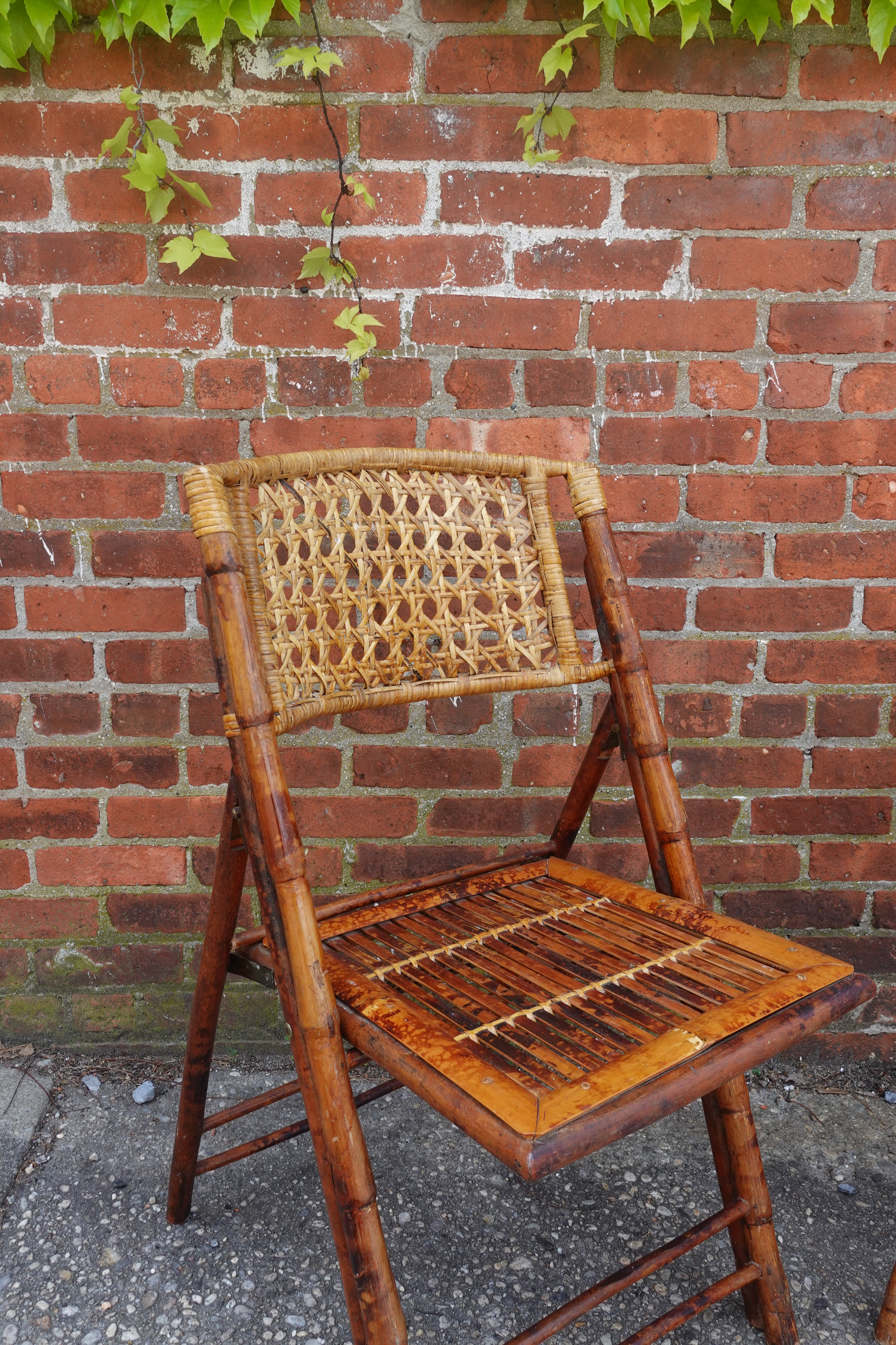 Mid Century Tortoise Bamboo Folding Chairs