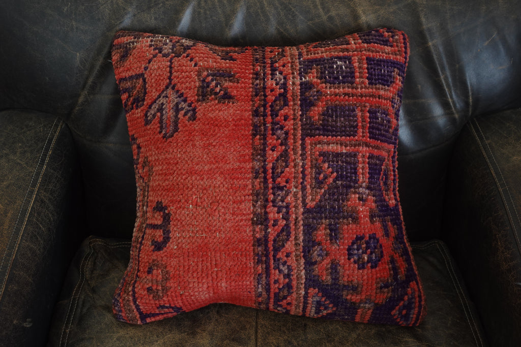 Vintage Turkish Rug Pillow 16 x 16