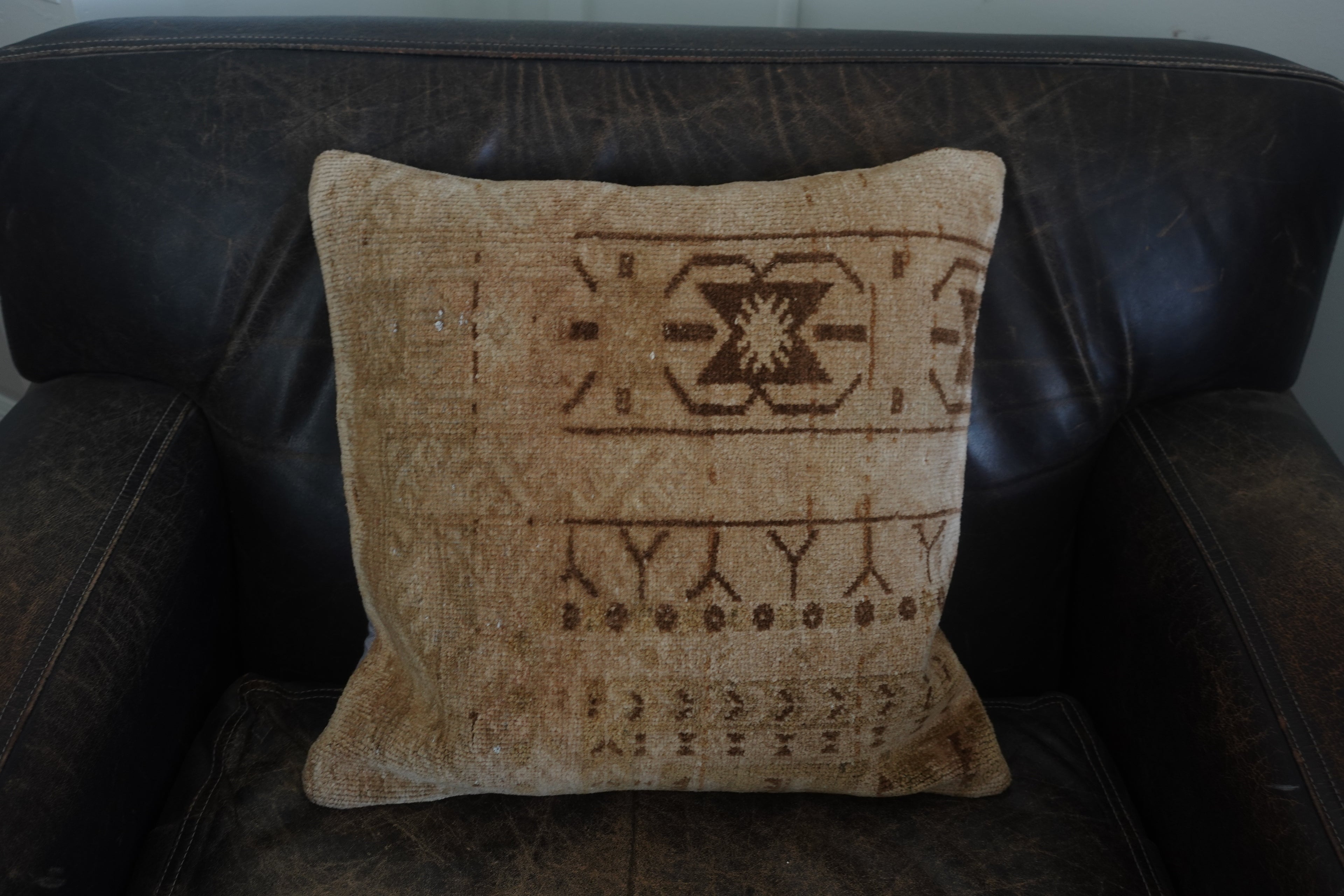 Vintage Turkish Rug Pillow 16 x 16