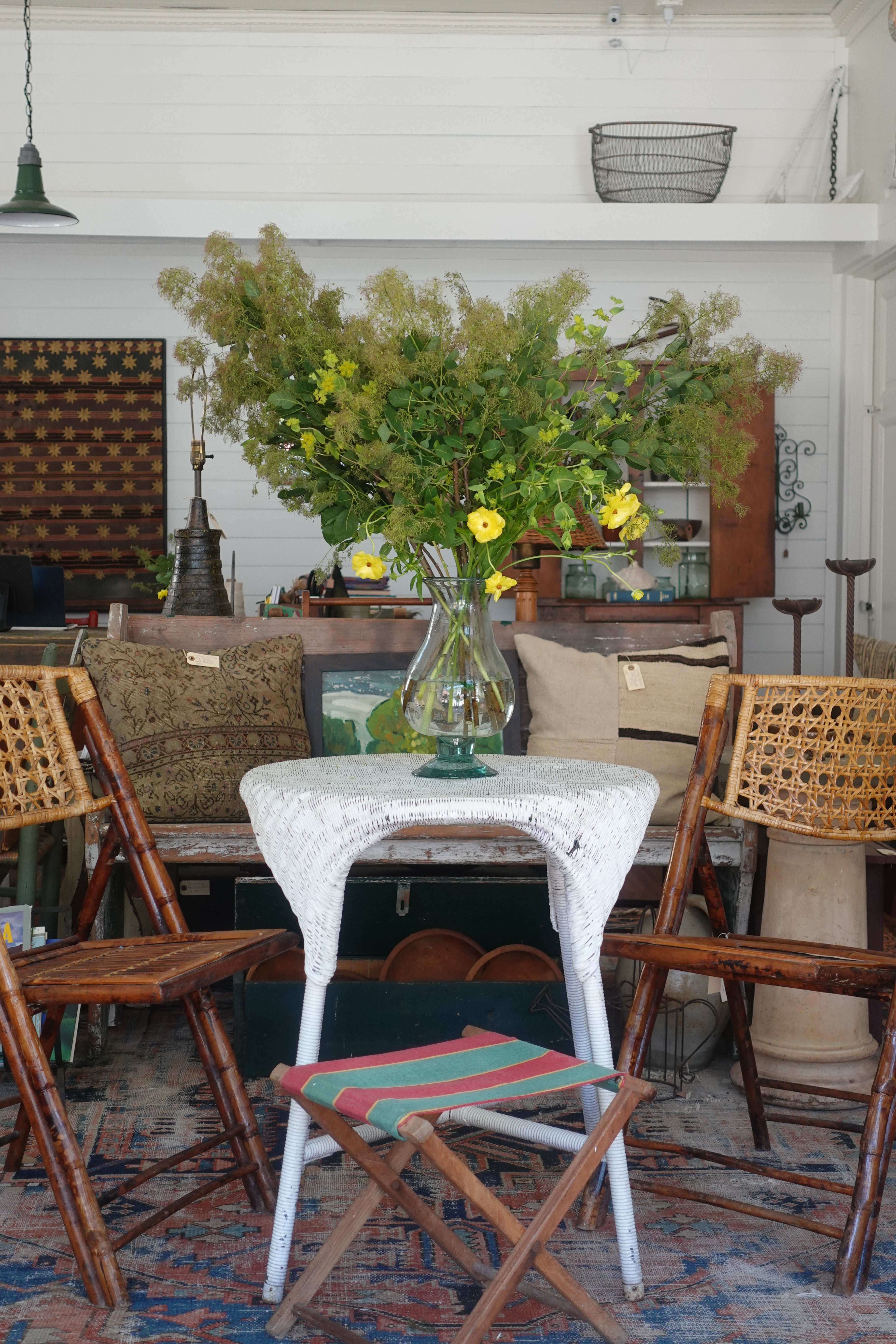 White Painted Wicker Table