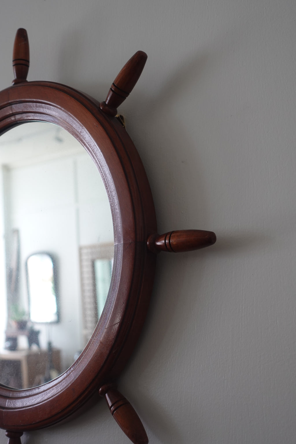Maple Ship's Wheel Mirror