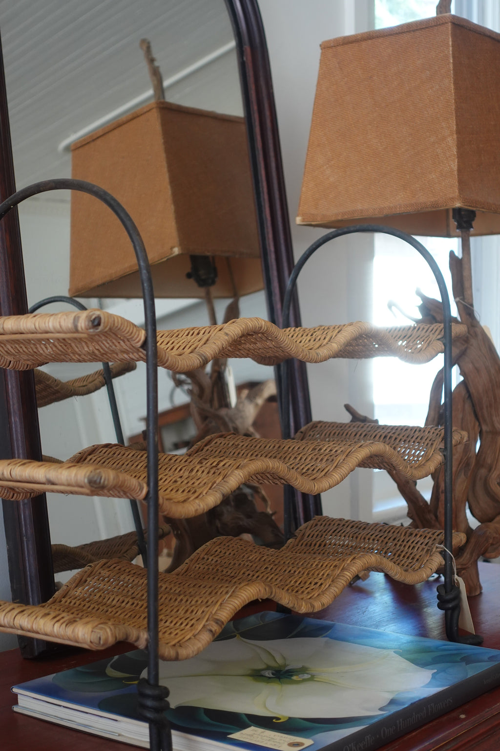 Wicker & Iron Wine Rack