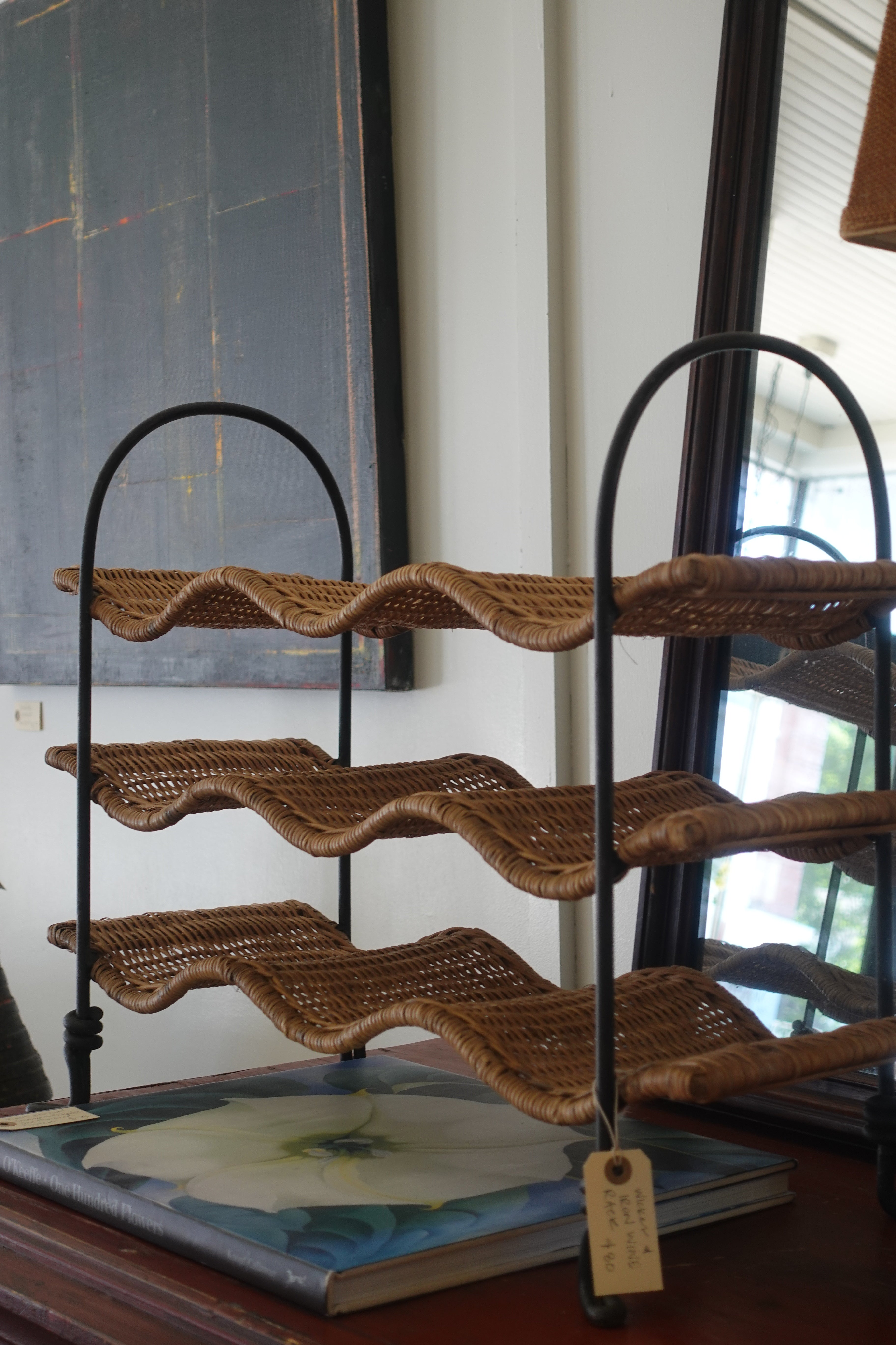 Wicker & Iron Wine Rack