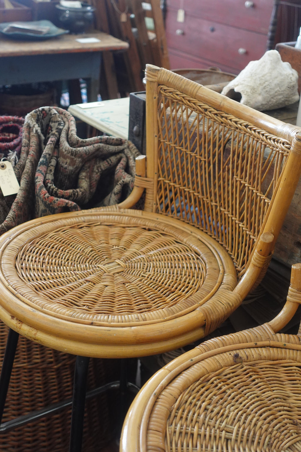 Rattan Bar Stool Pair