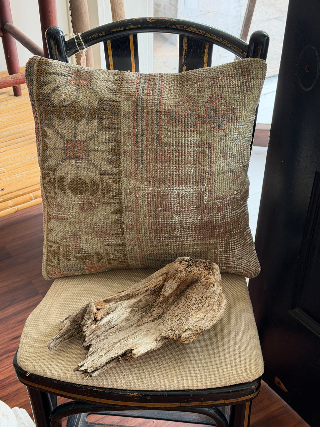 Vintage Turkish Kilim Pillow 16 x 16
