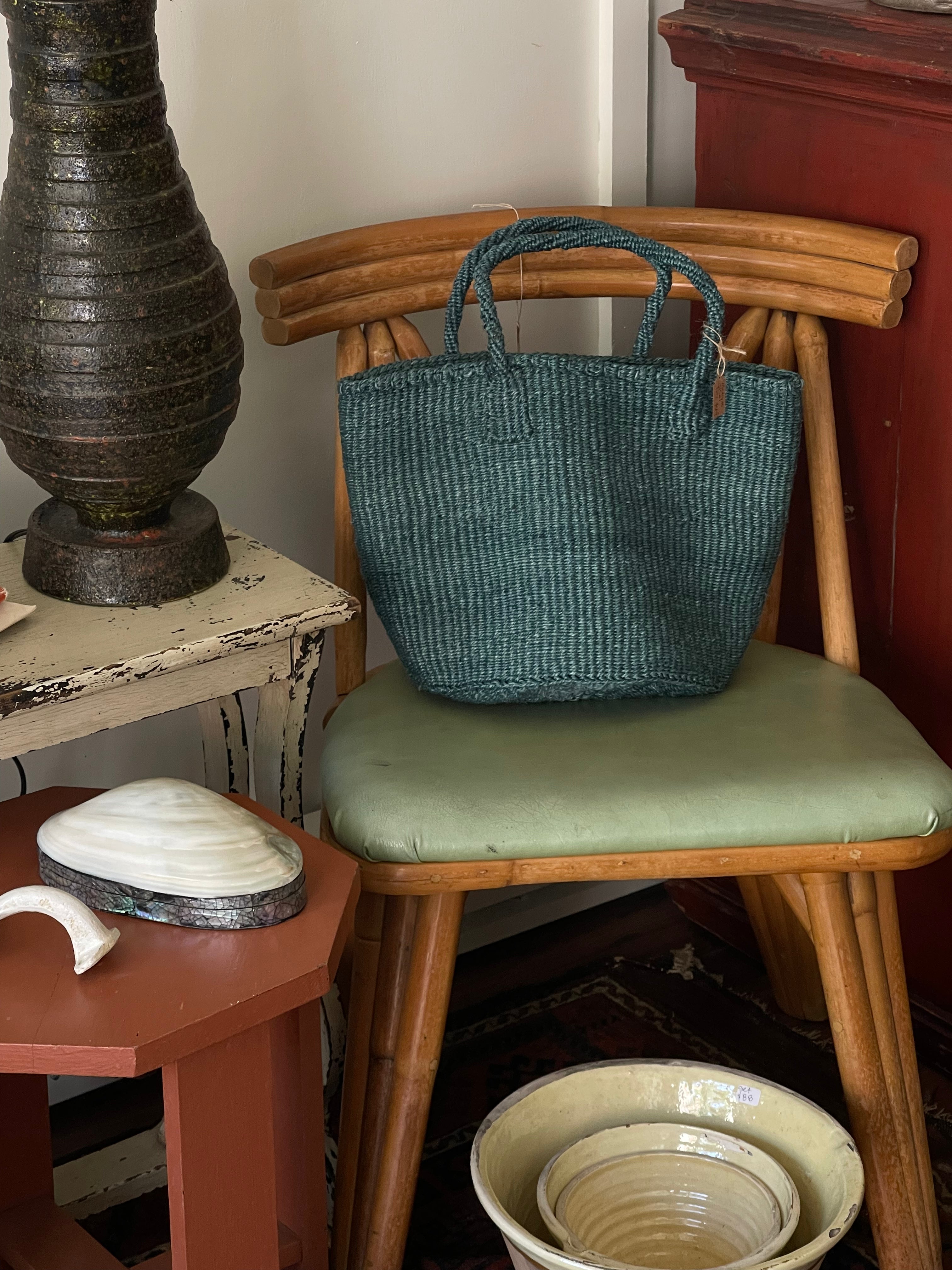 Medium Sisal Tote: Sea Glass